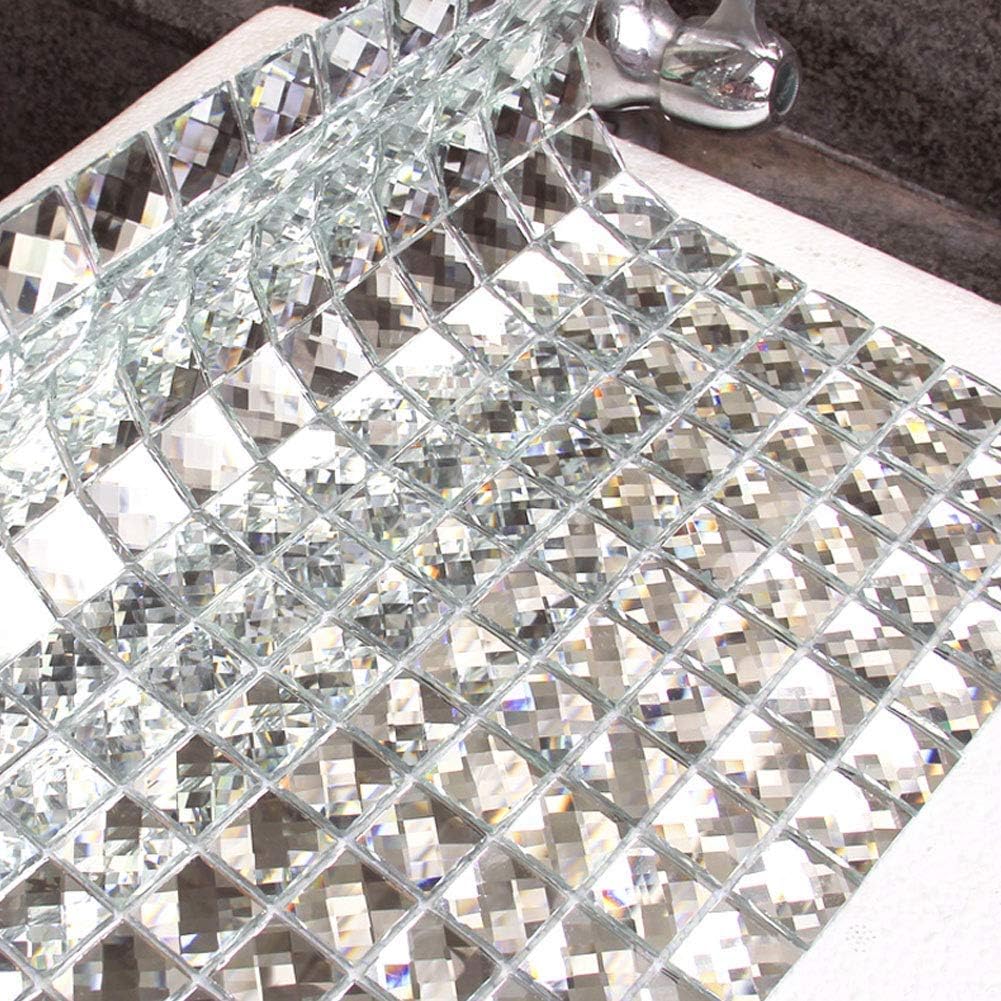 Diflart Silver Mirror Glass Mosaic Tile Crystal Diamond Mosaic Tile 3/4