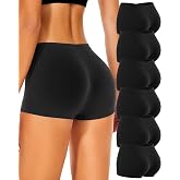 Womens Boy Shorts Underwear Seamless Soft Stretch No Show Boxer Panties | Invisible Boxers Briefs Panties for Women, 6 Packs Boyshorts Lingerie for Ladies Gifts, Women's Clothing, Gym Yoga Running