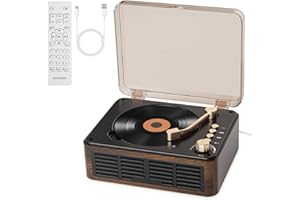 Gueray CD Player with Speakers HiFi Stereo Sound for Home,Bluetooth Retro Wood CD Music Players FM Radio with Remote Control,Support USB & AUX Playback