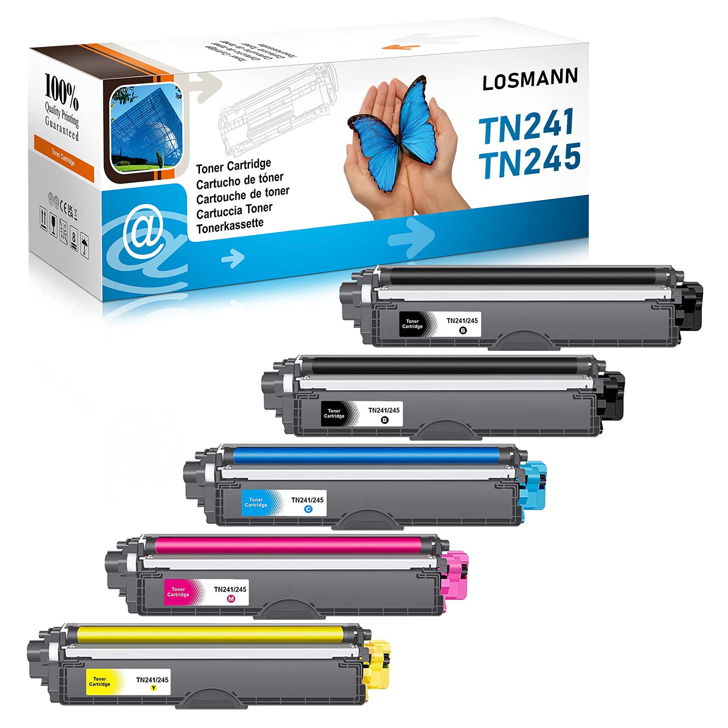 LOSMANN Compatible Toner Cartridge Replacement for Brother TN-241 TN-245 for Brother DCP-9015CDW 9020CDW HL-3140CW 3150CDW 3170CDW 3142CW 3152CDW MFC-9130CW 9140CDN 9340CDW 9330CDW (5-Pack)