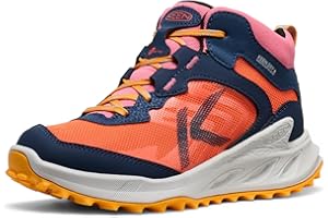 KEEN Unisex-Child Zionic Mid Height Waterproof All Terrain Easy On Hiking Boots, Naval Academy/Nasturtium, 2 CA