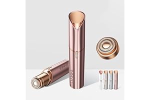 INNVO Facial Hair Remover for Women Ladies Upper Lip Hair Removal Electric Face Shaver with Rechargeable Battery Brush (Rose Red with 1 Replacement Head)