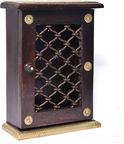 Eurasia Key Box Holder Premium Quality Decorative Wooden Brass Ftd
