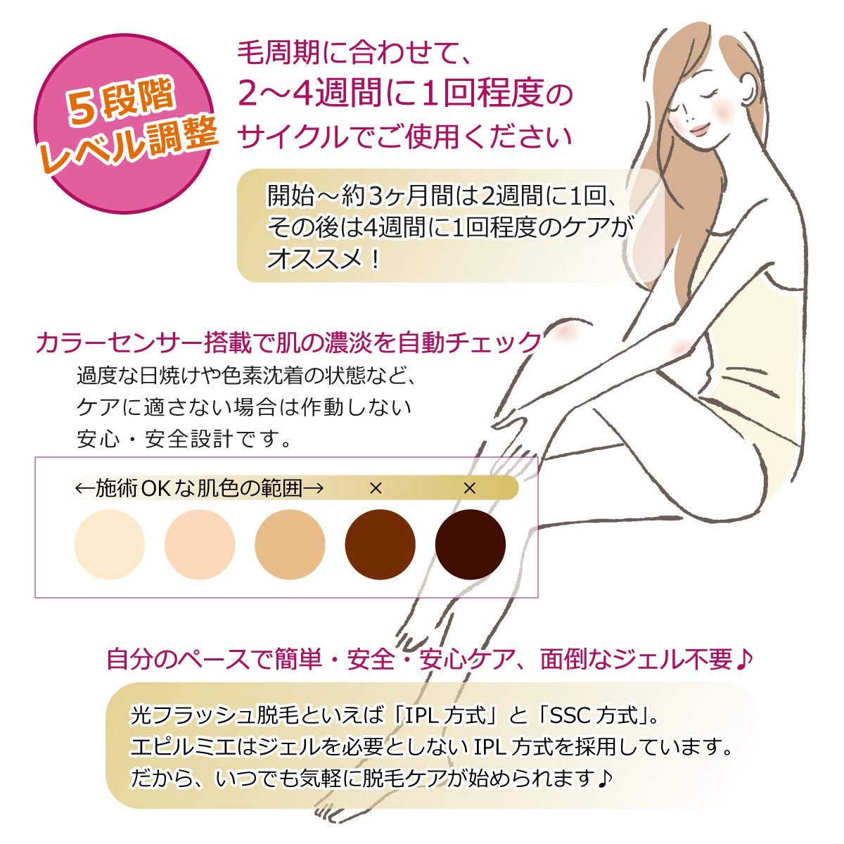 オープニング 大放出セール 脱毛器 光脱毛器 エピルミエ Ipl光フラッシュ脱毛 5段階調整 B07qqxmp7s 1年保証付 便利 安全 家庭用 光美容器 美顔器 全身適用 送料無料 最大30万発 値段が激安 Www Aiq Aiq Com Mx