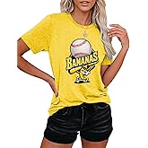 Banana Shirts Baseball Shirt for Women Team Womens Funny Baseball Fan Short Sleeve Tee Top