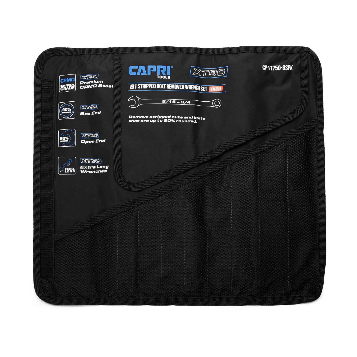 Capri Tools Wrench Roll Up Pouch for Extra-Long Wrenches SAE, 8 Pockets