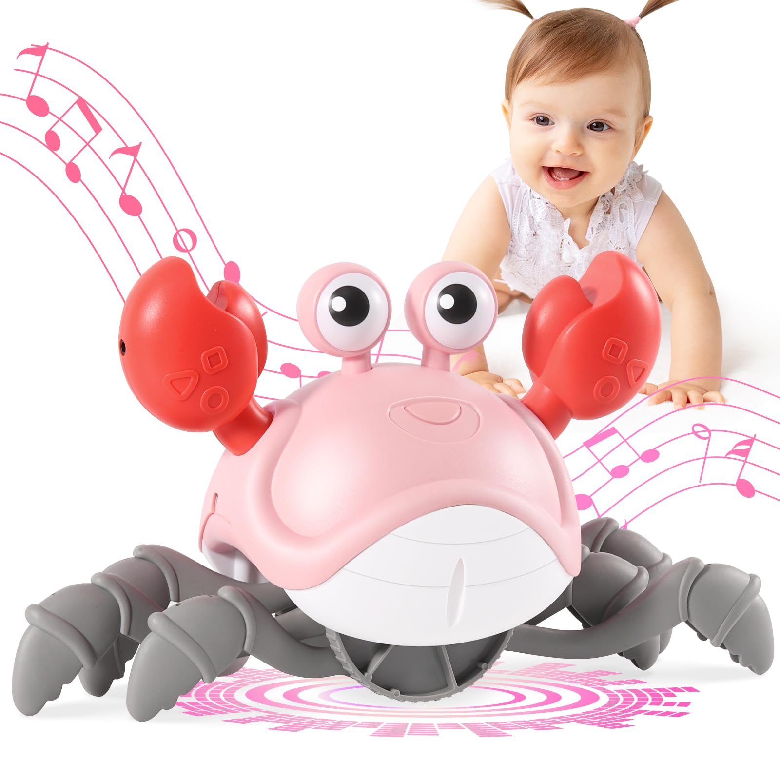 Photo 1 of (UNTESTED) Crawling Crab Baby Toys 3.0, Upgraded Tummy Time Baby Toys 6-12 12-18 Month, Infant Learning Crawl Walking Dancing Crab with Music&Speed Control for 1 2 3 4 5 6+ Girls Year Newborn Birthday Gifts