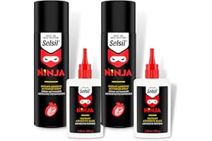 SELSIL CA Glue and Accelerator, CA Glue with Activator (2x3.50 oz Adhesive + 2x13.50 fl oz Activator), Adhesive & Accelerators for Woodworking (2 Pack)