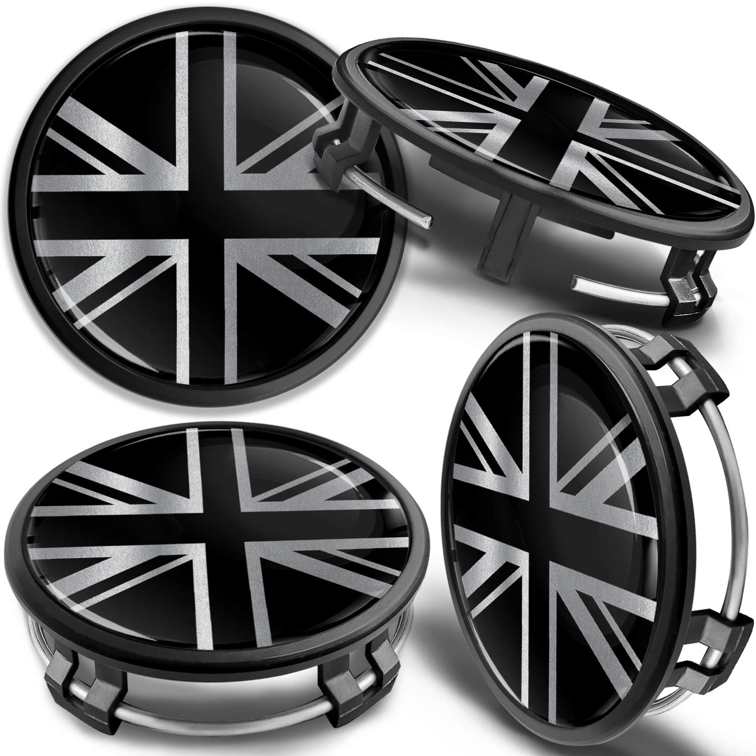SkinoEu 75mm Wheel Centre Caps Set of 4 Compatible with Mercedes Benz Wheels – Plastic Black Alloy Wheel Hub Centre Caps Replacement – Compatible with OEM B66470207 B66470200 (CM 29)