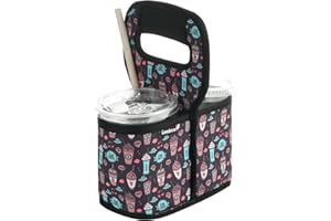 Cup Drink Carrier with Handle, Reusable Coffee Cup Holder for Hot or Cold Drinks, On-The-go Water Bottle Cup Caddy with Adjus