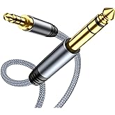 Highwings 3.5mm to 6.35mm Stereo Audio Cable - 6 ft, 1/4 to 1/8 | 1/4 to 1/8 TRS Bidirectional Stereo Cable for Guitar, Home Theater, Speakers and Amplifiers