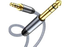 Highwings 3.5mm to 6.35mm Stereo Audio Cable - 6 ft, 1/4 to 1/8 TRS Bidirectional Stereo Cable for Guitar, Home Theater, Speakers and Amplifiers