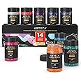 ARTEZA Glitter Acrylic Paint, 14 Iridescent Colors, 2 fl oz Bottles, Transparent Base, Iridescent Paint with Chunky Glitter, Art Supplies for Adding Accents to Canvas, Paper, Wood, and Glass