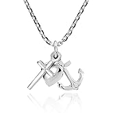 AeraVida Amazing Anchor-Heart-Cross or Faith-Love-Hope .925 Sterling Silver Pendant Necklace | Unique Necklace Jewelry for Women | Jewelry Gift