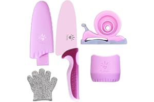 Kibbidea Kids Knife Set for Real Cooking, 4-Piece Stainless Steel Kids Kitchen Chef's Knives with Peeler, Finger Guard, Prote
