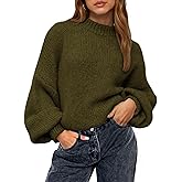BTFBM Sweaters for Women Fall 2026 Crew Neck Lantern Long Sleeve Oversized Sweater Casual Knit Winter Pullover Tops