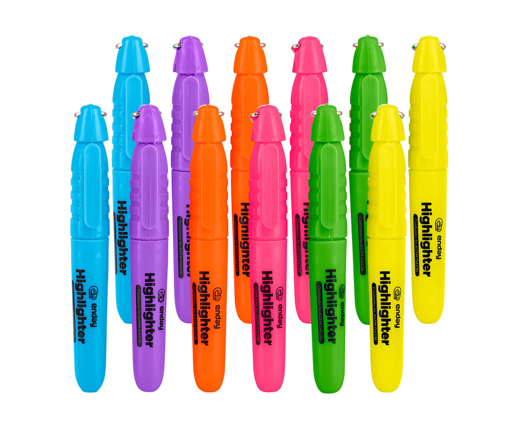 Photo 1 of Emraw Mini Fluorescent Highlighter with Cap Clip. Smooth Glide Solid Gel Student Study Kit Assorted Colors, (12 Pack)