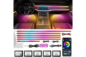 WEBUPAR Dreamcolor Acrylic Interior Car Light 10 in 1 Automotive Ambient Light Kits with APP Control 16 Million Color 175 inches Fiber Optic Car LED Strip Light, RGB Music Sync Sound Activated Neon Car Light