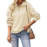 SHEWIN Womens Half Zip Sweatshirt Fall Loose High Neck Pullover Tops
