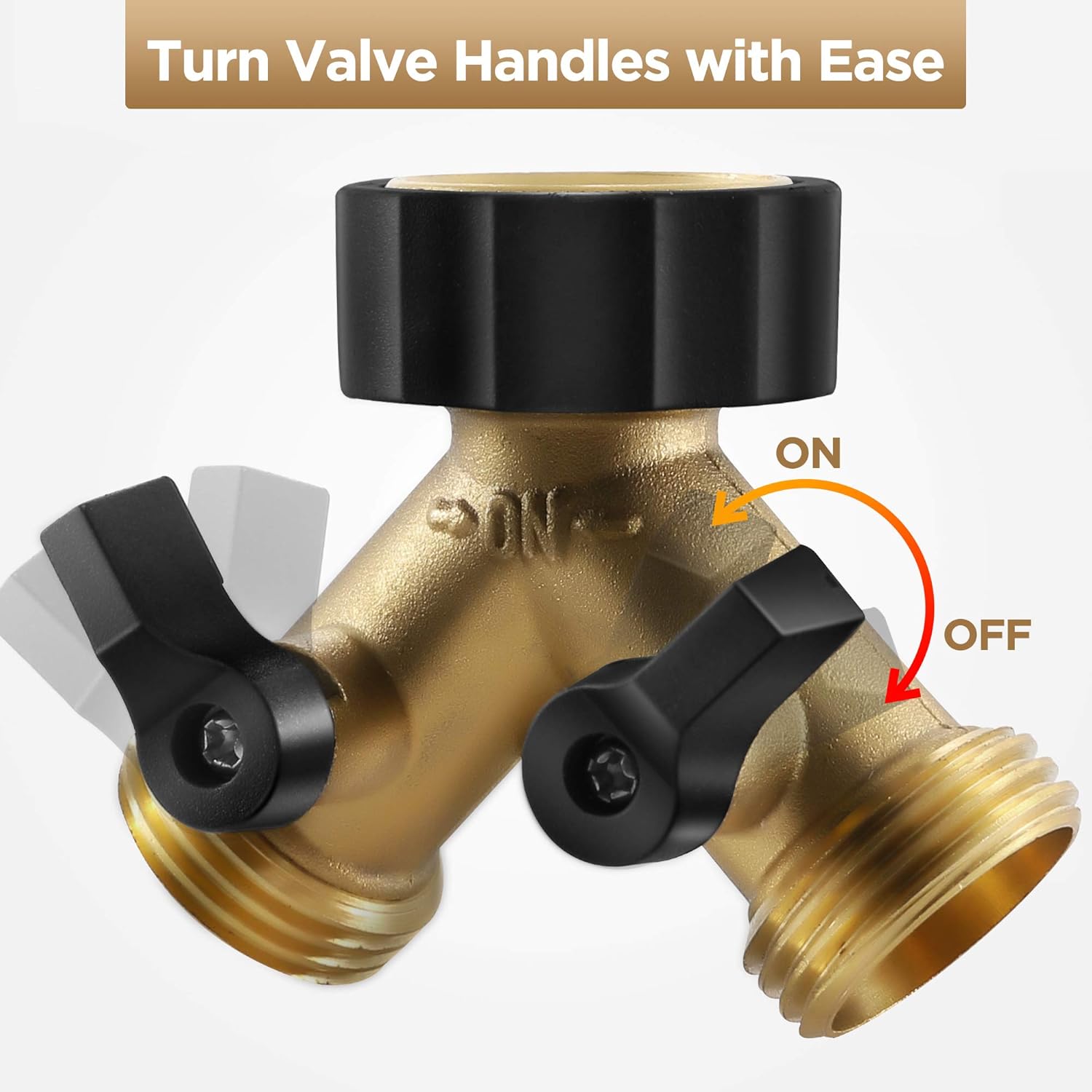 IPOW Solid Brass Body Backyard 2 Way Y Valve Garden Hose Connector Splitter Adapter + 6 Rubber Hose Washers with Comfort Grip: Garden & Outdoor