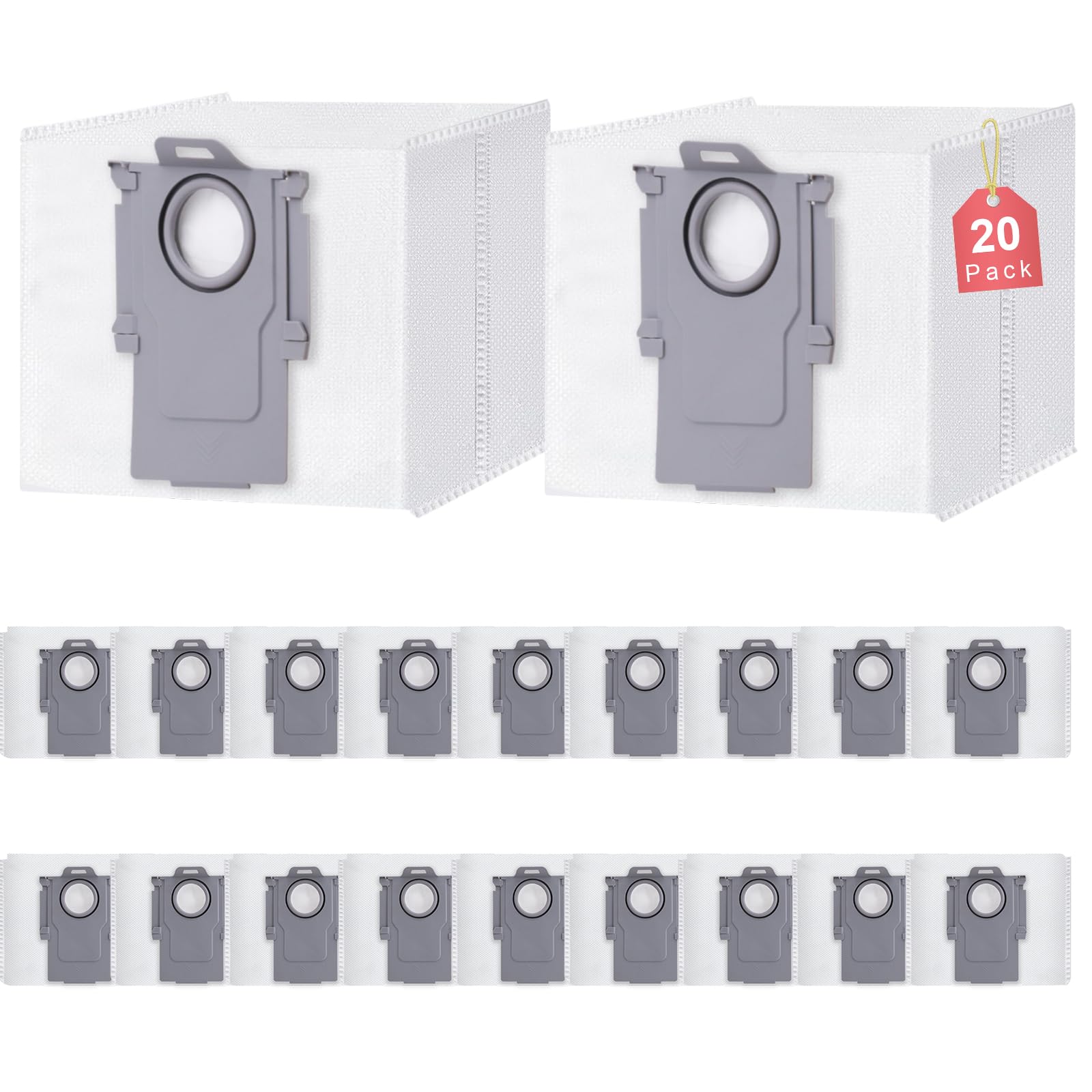 Photo 1 of 20 Pack Dust Bags for Roborock Q5+, Vacuum bags Compatible with Q5 Max+, S8+, S8 Pro Ultra, Q7 Max+/Max, Q8 Max+, S7 Pro Ultra, Q7, S7 MaxV Ultra Robot Vacuum, 3.0L Large Capacity Replacement Bags