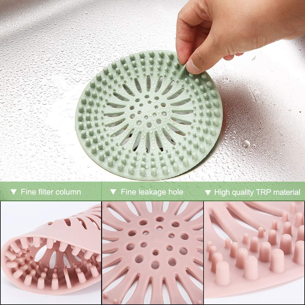 Hair Catcher Durable Silicone Hair Stopper Shower Drain Covers Easy to Install and Clean Suit for Bathroom Bathtub and Kitchen 5 Pack - - 