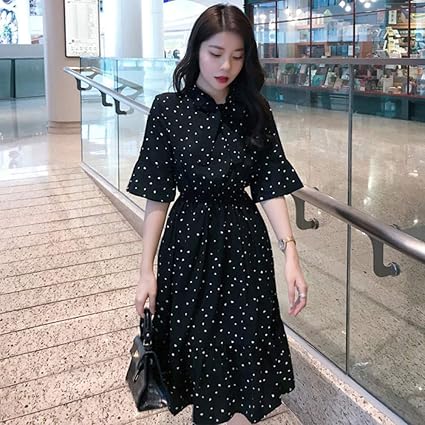Meilinvren Robes Mode Boheme Ete Chemise En Mousseline De Soie Robes Bureau Polka Dot Vintage Robes Femmes Dress Casual Midi Robe Femme Partie Noir Robe Femmes Vetements Amazon Fr Sports Et Loisirs