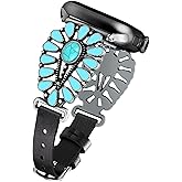 JR.DM Leather Band Compatible with Apple Watch Women 38/40/41/42/44/45/46/49mm Western Designer Boho Turquoise Retro Tribal Classic Straps for iWatch Series 10 9 8 7 6 5 4 3 2 1 SE Ultra