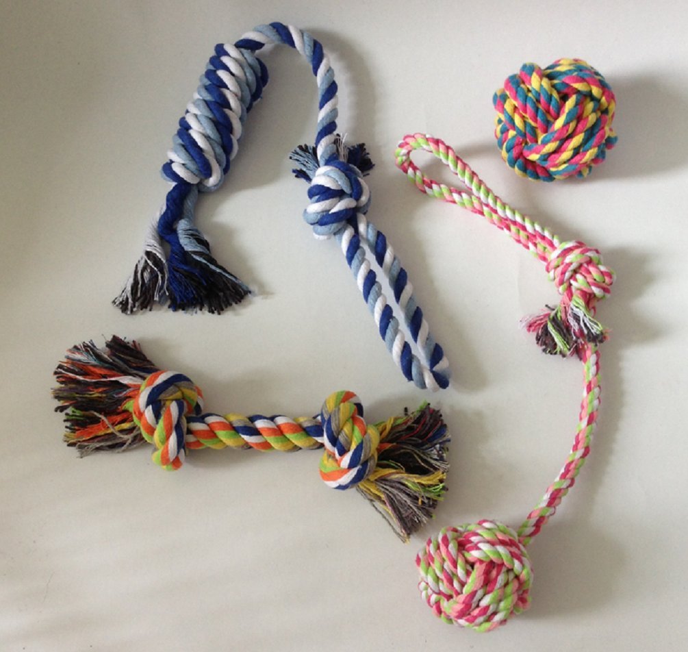 ixaer Pet Chew Toys, Set of 4 Pets Puppy Dog Pet Rope Toys For Small to Medium Dogs, Pets Puppy Dog Pet Rope Toys For Small to Medium Dogs