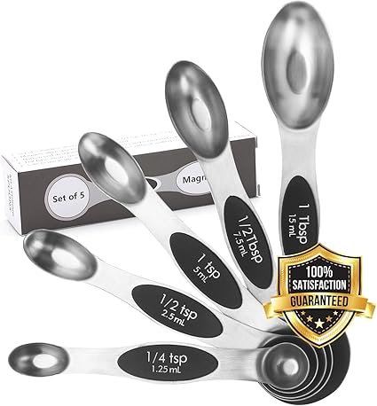 Best Magnetischer Edelstahl Messloffel Set Von 5 Metall Messung Loffel Fur Trockene Und Flussige Zutaten Multifunktional Teeloffel Und Essloffel Doppelte Ende Nistkasten Fur Home Kuche Bl1006 Amazon De Kuche Haushalt