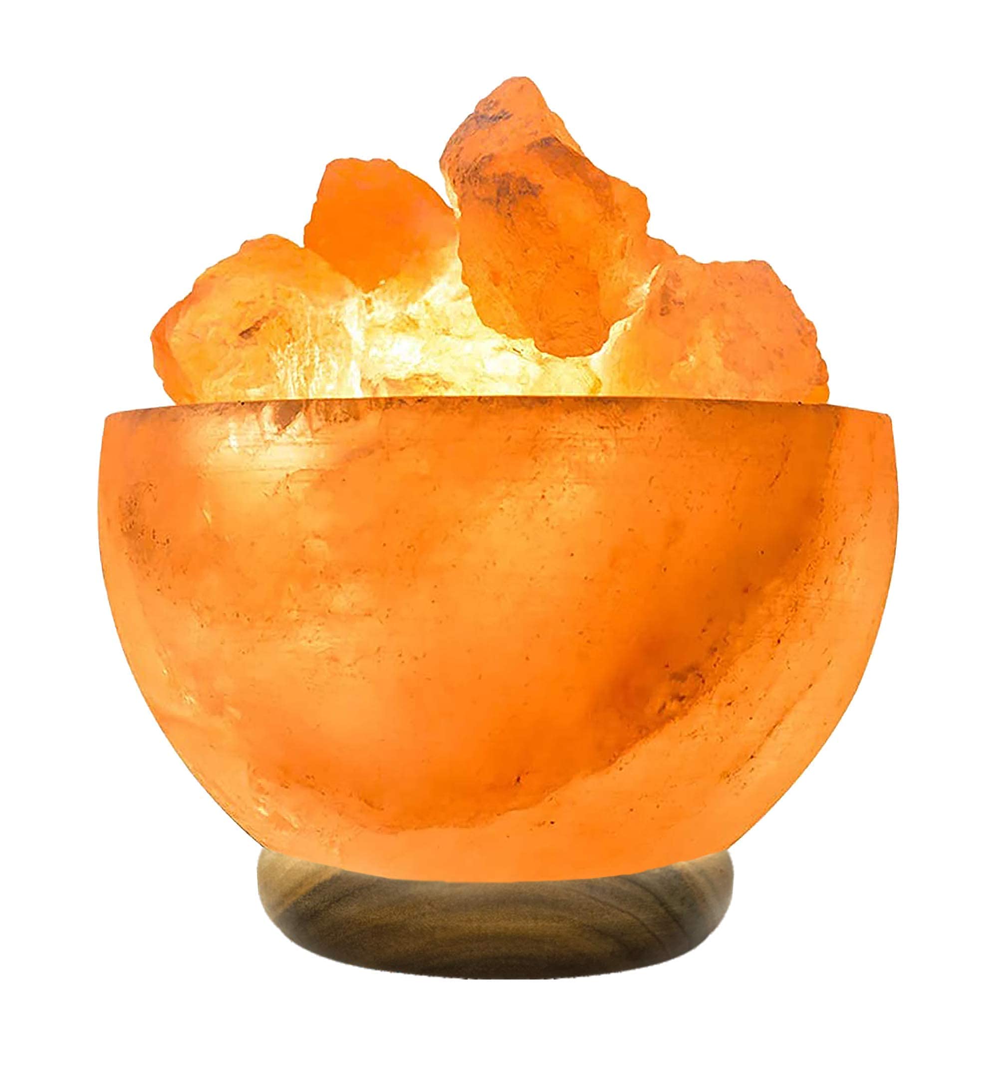 SourceDIY 7" Salt Fire Bowl Lamp with Button Control & Chunks Natural Pink Himalayan Crystal Rock Salt with British Standard Electric Plug. Premium and Fine Quality