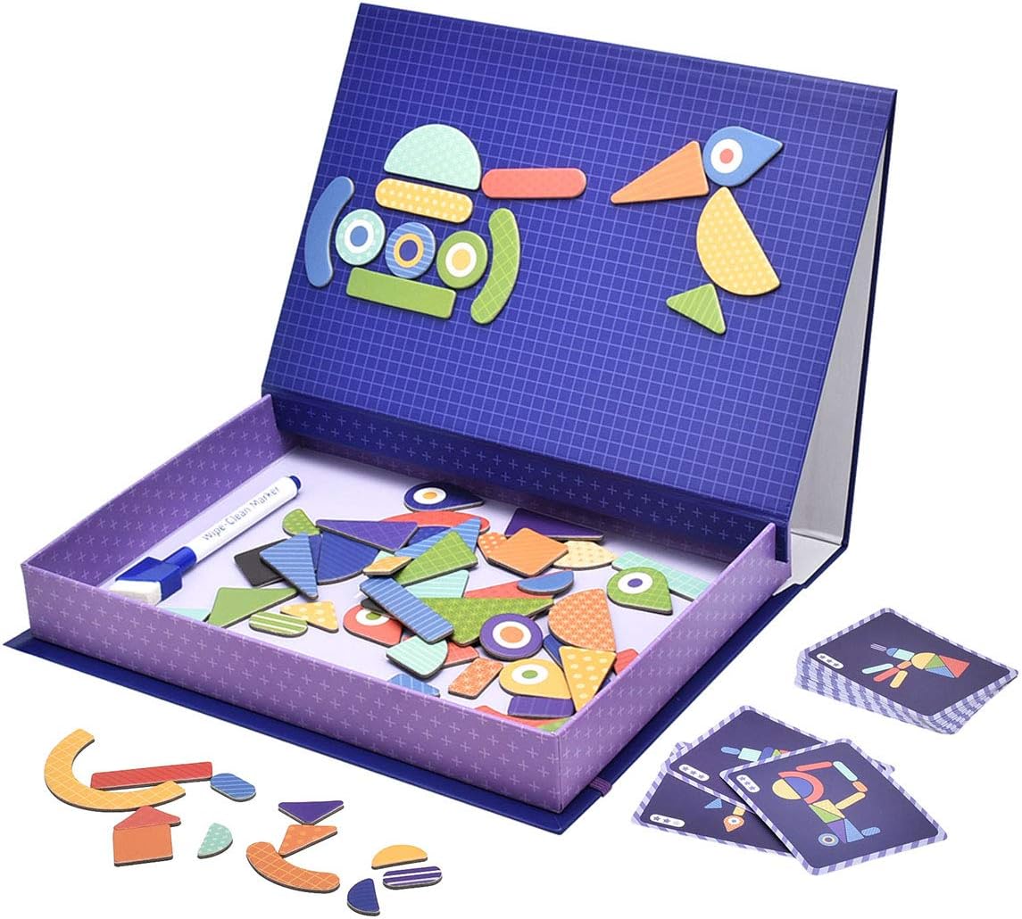 Mier Edu STEM Educational Toys Magnetic Puzzle, Dry Erase Board 70 Pieces Cardboard Jigsaw Drawing Sketchpad Learning Toy Games for 3-6 Year Old Children Kids Toddlers