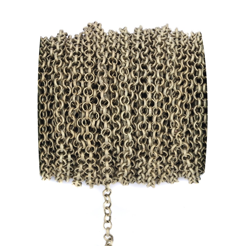 32.8ft O-type Twisted Chains Curb Chain Metal Cable Chain Link Jewelry Making Chain for DIY Making Necklace Bracelet (Bronze, 3.2mm)