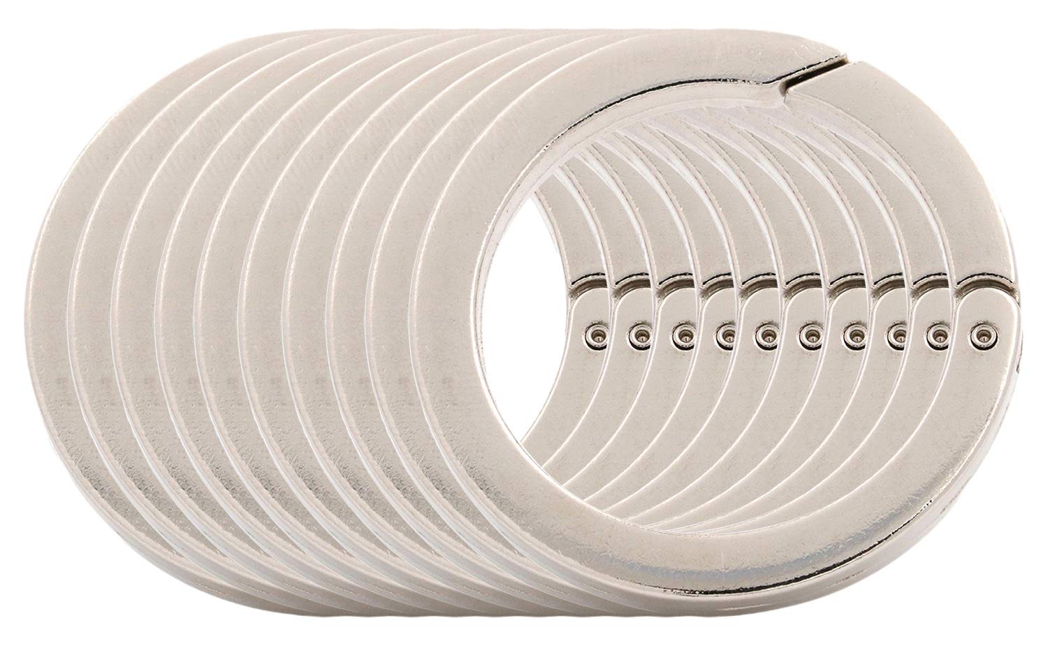 BIKICOCO 1-1/4'' Flat Spring Push Gate O-Ring Clasp Push Snap Hooks, for Handbags, Keys, Silver - 10 Pcs