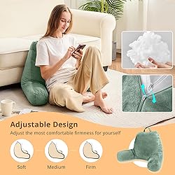 Sasttie Reading Pillow for Bed, Velvet Back Support