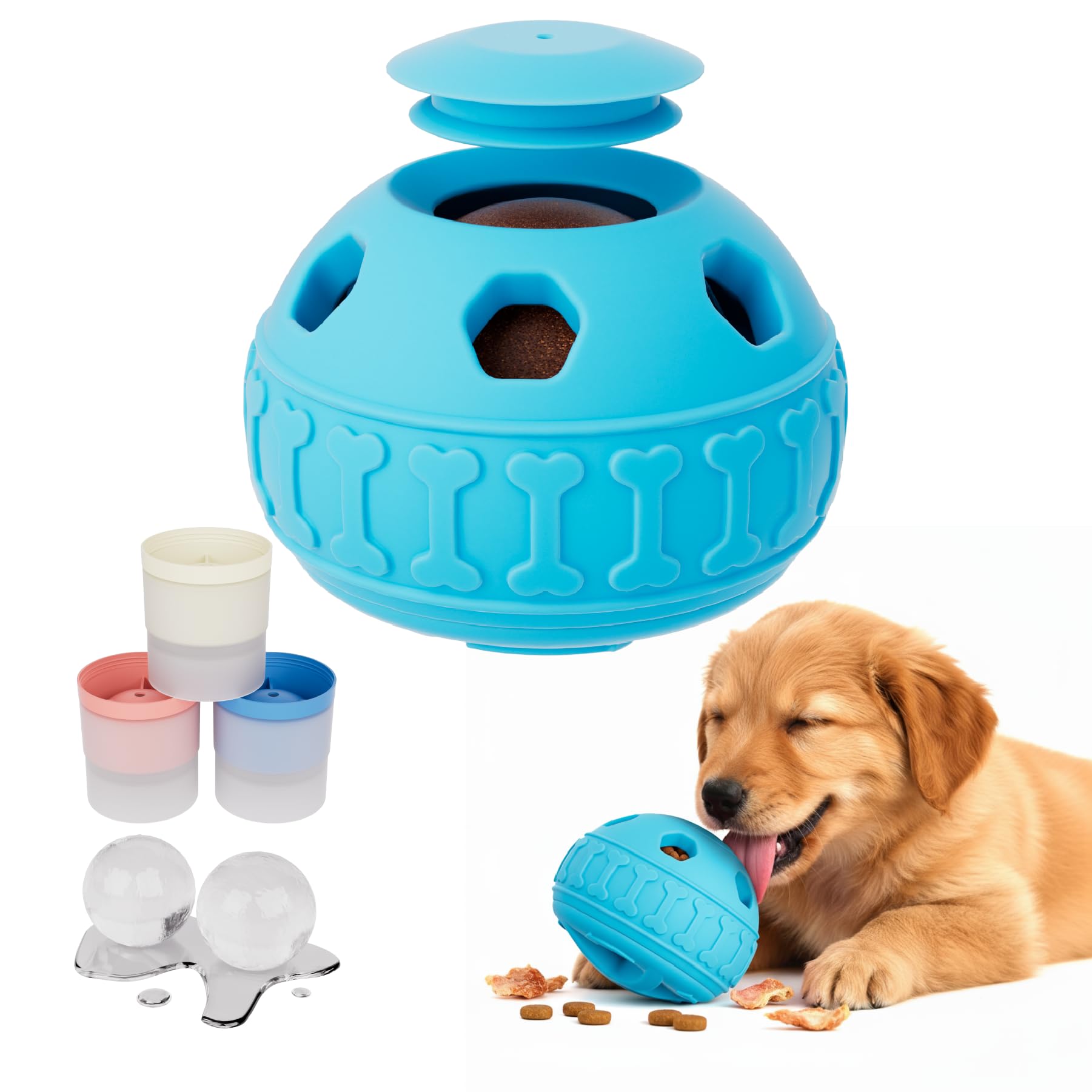 Photo 1 of YOUAWE Frozen Treat Dispensing Dog Toys, Enrichment Licking & Puzzle Feeder, Sturdy Rubber Interactive Dog Toys, Dog Chew Toy for Happy, Cool Pups - Reduces Anxiety, Easy to Clean(Blue)