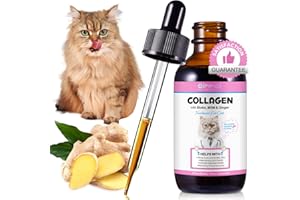 SHUANGJIA Collagen for Cats 2 fl.oz, Liquid Collagen for Cats Drops, Premium Grass-fed Collagens for Cat Skin and Coat Supplement, Itch Relief for Cat with Allergies Immunity, with Bovine Collagens, Biotin, MSM