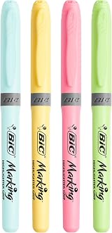 BIC Pastel Highlighters Grip Set 4 Colors Yellow Pink Green Blue view 5