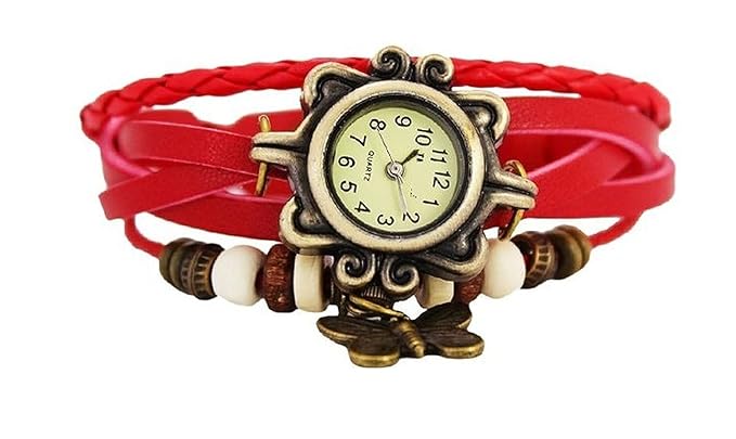 SS Traders Cute Red Dori Round Dial Analogue Girls Watch