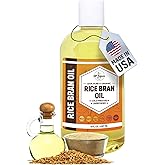 ORGANIC RICE BRAN OIL (8 oz) Premium Cold Pressed Unrefined | 100% Pure Rice Bran Oil for Skin, Face, Hair, Soap Making | Carrier for Essential Oils | Available in Bulk | 8 FL OZ