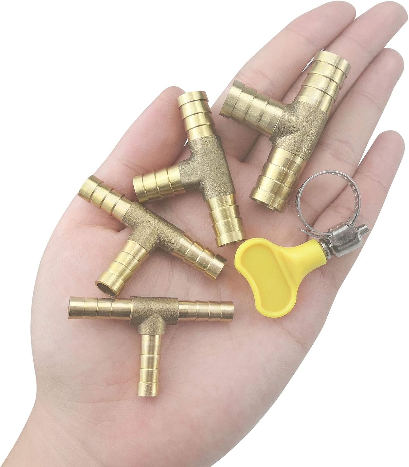 3Way Fuel Hose Barbed Connector Brass Hose Joiner Adapter Gas Hose