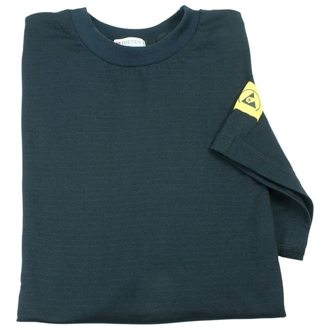 Wetec ESD-T-Shirt, XL, schwarz, atmungsaktiv, abgesetzte Kragen, Baumwollgewebe