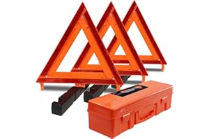 aikko 3 Pack Warning Triangle DOT Approved Identical to United States, Reflective Warning Road Safety Triangle Kit, Standard Warning Triangles with Carrying Case, FMVSS 571.125（with Sand）