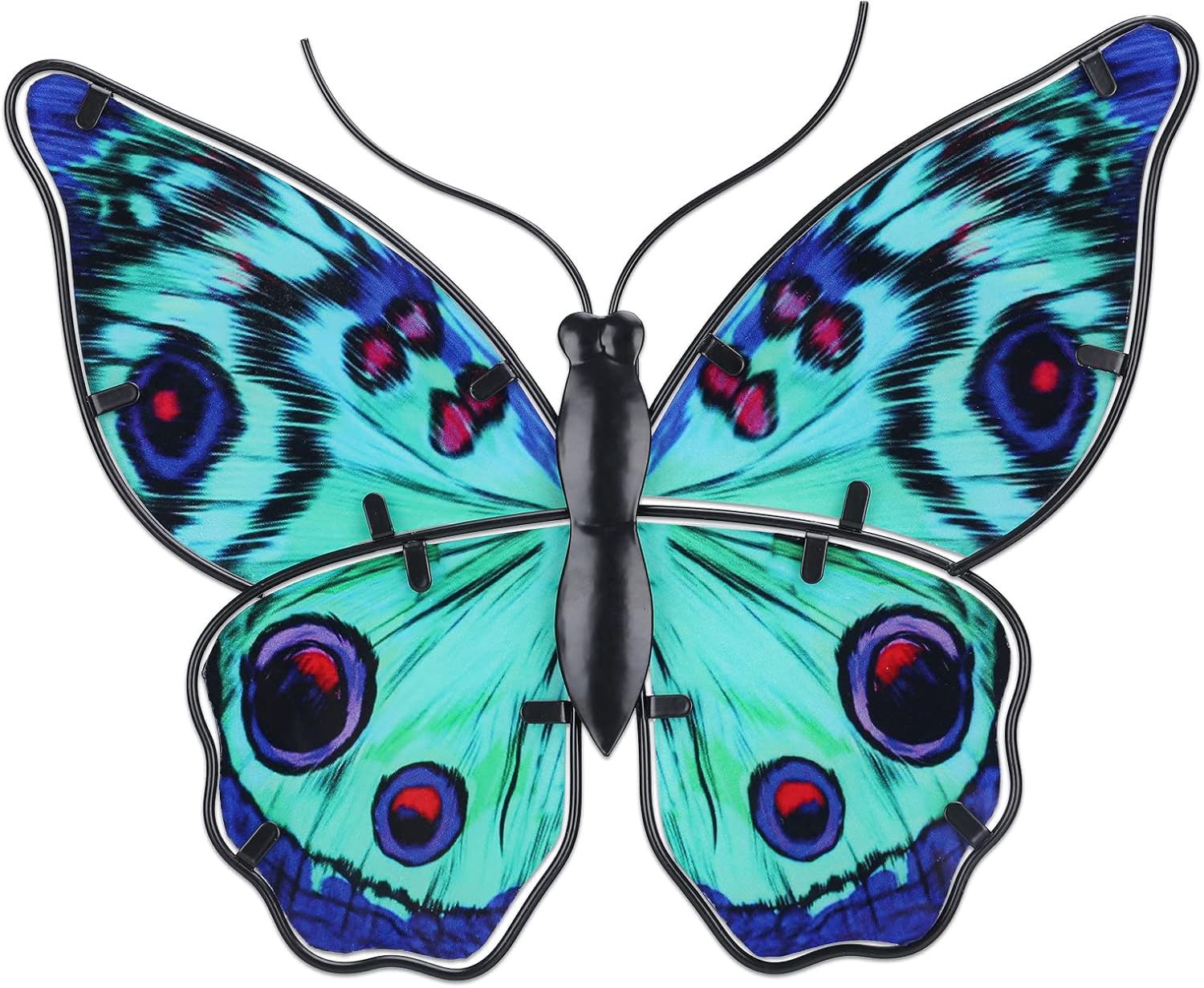 Plaques & Wall Art - VCUTEKA Metal Butterfly Wall Decor Outdoor Garden Art Hanging Glass Decoration for Bedroom Green