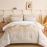 WONGS BEDDING Comforter Set King, Ombre Beige 7 Pieces Bed in a Bag Colorful Abstract Art Gradient Comforter Soft Microfiber Bedding Set with Flat Sheet, Fitted Sheet, Pillow Shams, Pillowcases