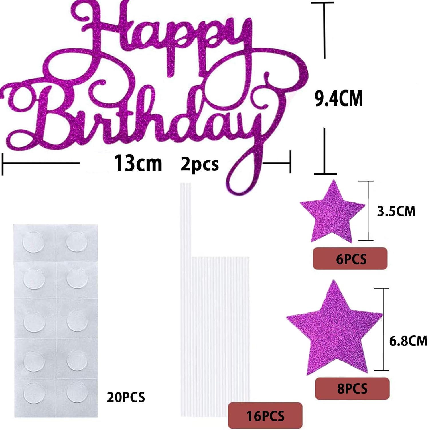 Figurines Pour Gateaux Cuisine Et Maison Pour Decoration De Fete Danniversaire 16 Pieces Happy Birthday Gateau Toppers Etoiles Gateau Topper Joyeux Anniversaire Cake Cupcake Topper Violet Anneweidinger Com