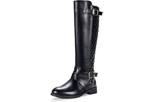 Jeossy Women's 50 Knee High Riding Tall Boots Comfortable with Metal Buckle and Zipper + Wide Calf