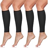 SATINIOR 4 Pairs Calf Compression Sleeve Leg Compression Sock Calf and Shin Support Relieve Calf Pain for Men Women Youth for Running, Cycling, Walking(Black,Small)