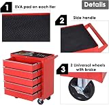 DURHAND 5-Drawer Lockable Tool Storage Cabinet with Wheels Red 69x33x75 cm view 5
