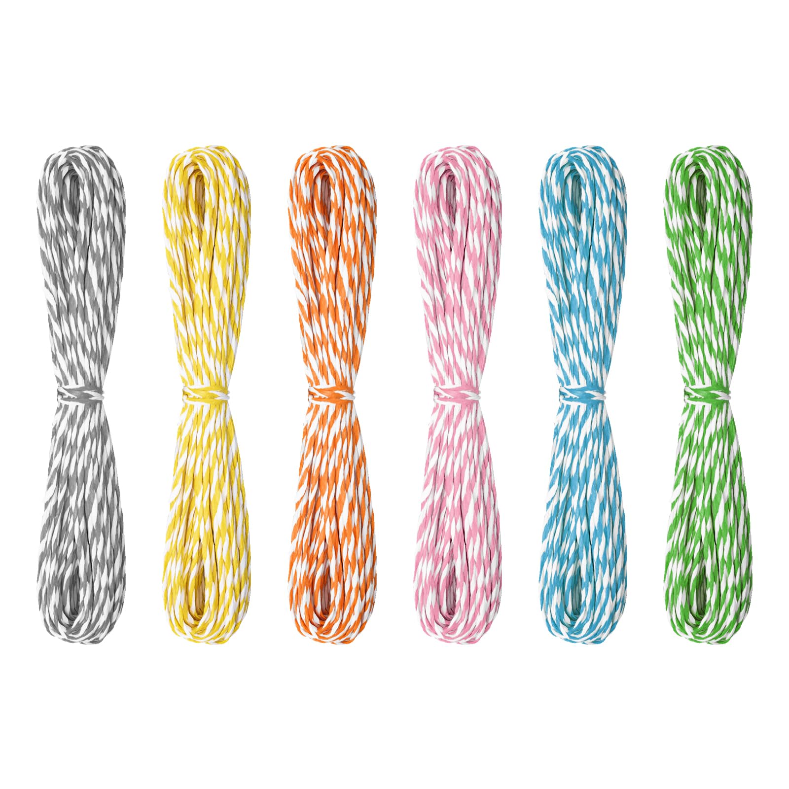 Mayplous 6 Rolls x 10 m White Duo Paper Twine Ribbon, 2-Ply Paper Cord String 1.5–2 mm Thick, 6 Colors for Scrapbooking Supplies, Journaling, Card Making & DIY Crafts (April)